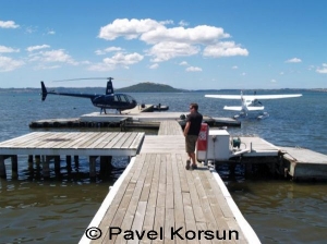 Вертолетная площадка и пристань для гидросамолетов на озере Роторуа